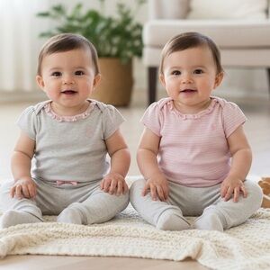 Ralph Lauren Cotton Baby Girl, Set Two Onesies One Pants Nine Months